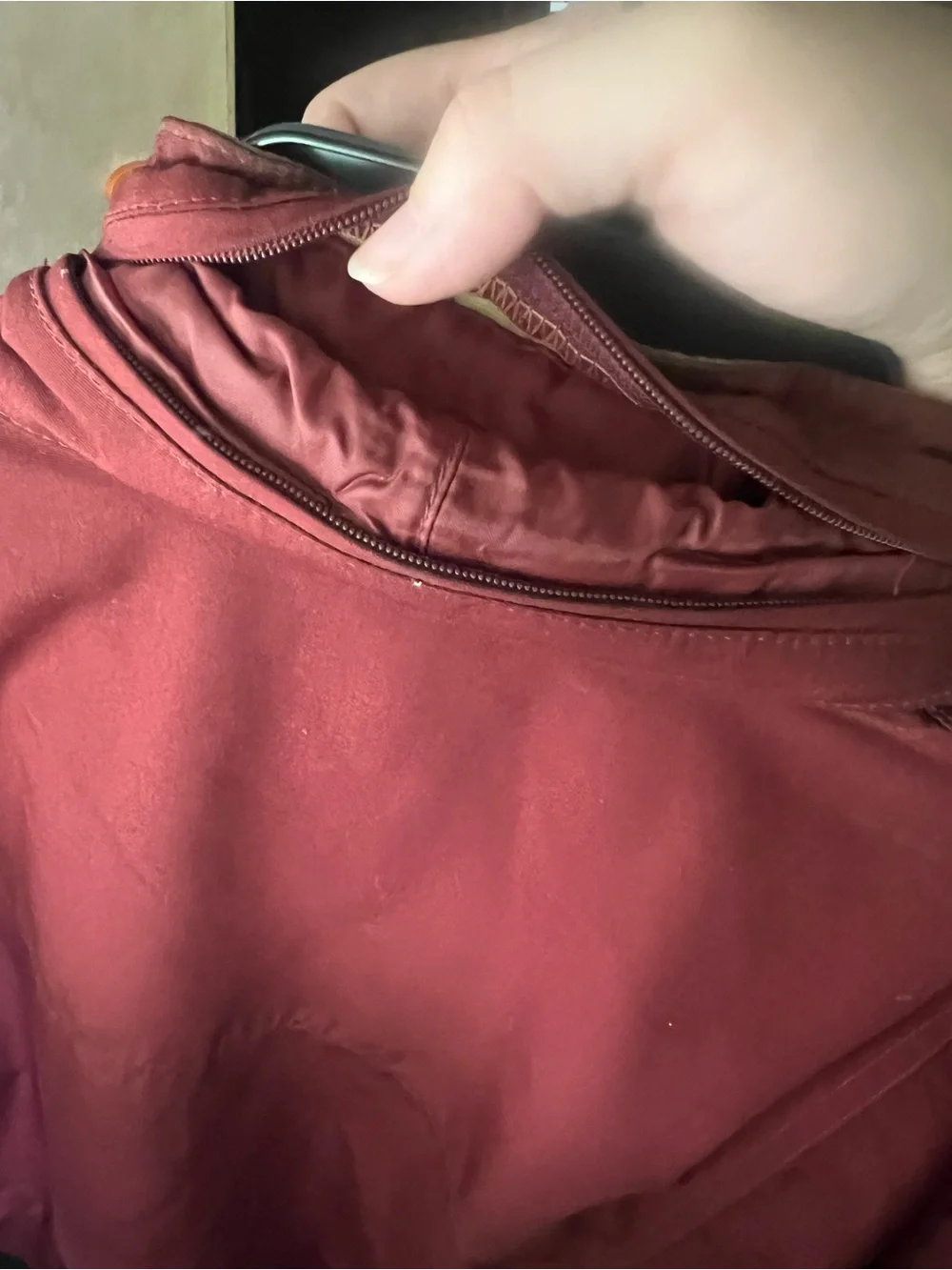 London Fog Men's Rust-Red Bomber Jacket with Tan Lining and hood